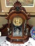 Ansonia Triumph Clock With Original Etched Door,Factory Label And Mirrored Sides
